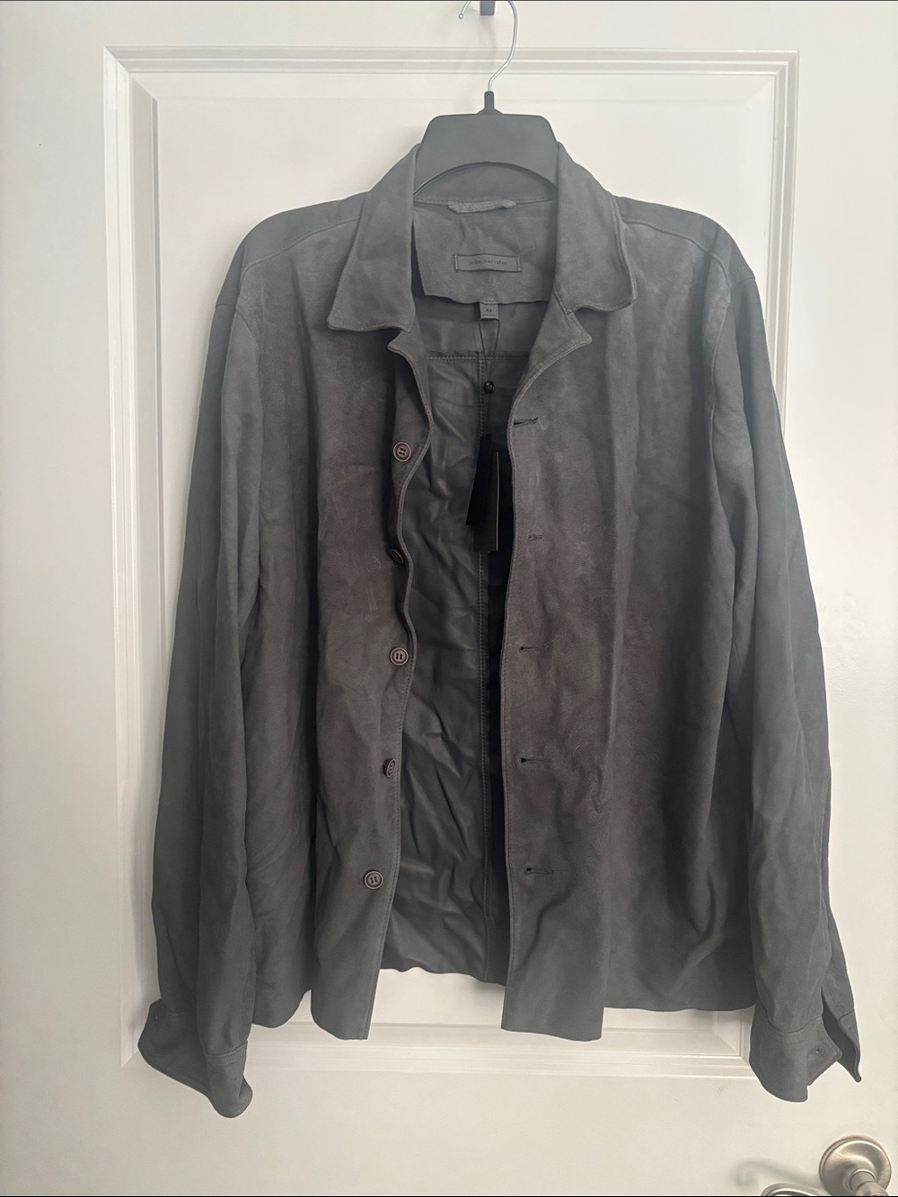 John Varvatos Men's Charcoal Suede Shirt Jacket